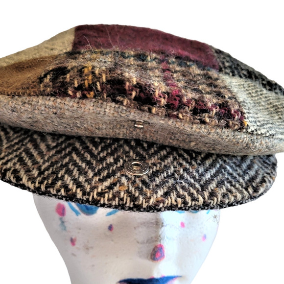 Vintage L.L.Bean Tweed Patchwork Tam Cap Cottage Academia Cozy Heritage Style - Picture 8 of 10